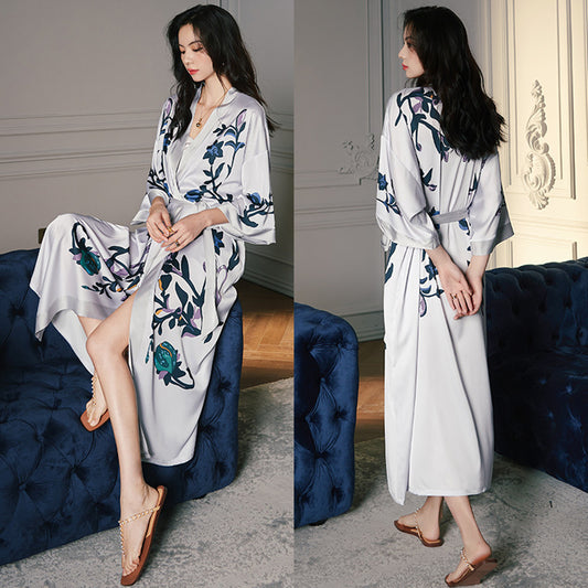 Women's High-end Luxury Silk Dressing Gown